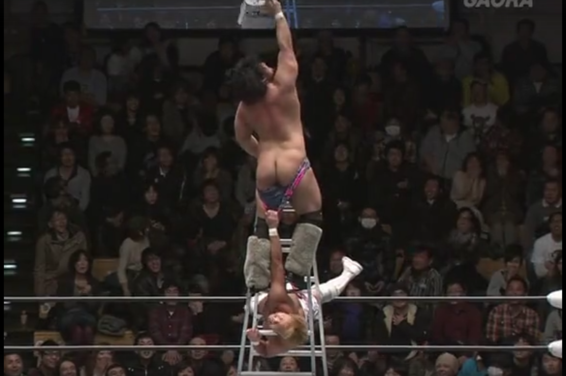 KENSO & Kaz Hayashi vs Get Wild (Takao Omori & Manabu Soya) AJPW Tag Team Titles No1 Contender TLC Match AJPW 04/03/2012